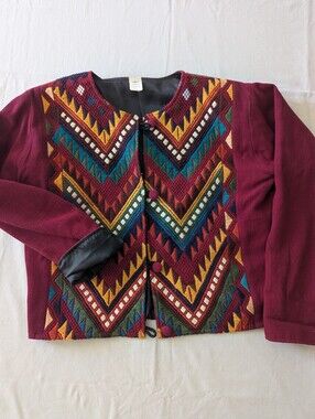 Vintage 1990s Handmade Guatamalan Woven Chevron Jacket